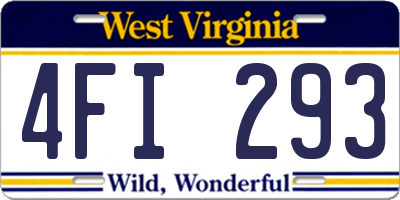 WV license plate 4FI293