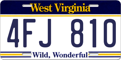 WV license plate 4FJ810
