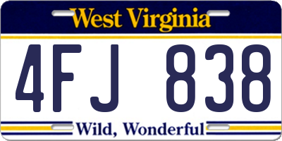 WV license plate 4FJ838