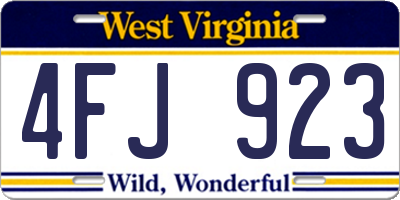 WV license plate 4FJ923