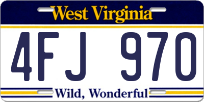 WV license plate 4FJ970