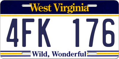 WV license plate 4FK176