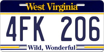 WV license plate 4FK206