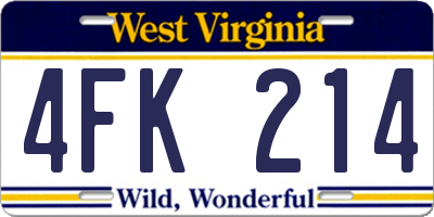 WV license plate 4FK214