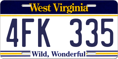 WV license plate 4FK335