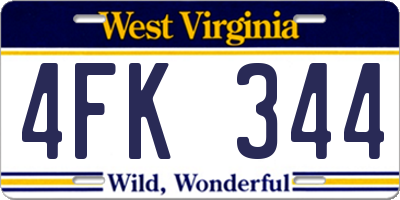 WV license plate 4FK344