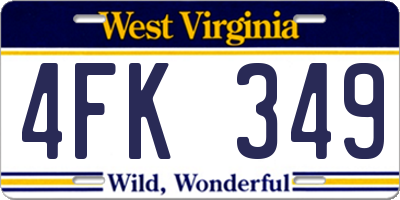 WV license plate 4FK349