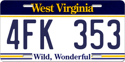 WV license plate 4FK353