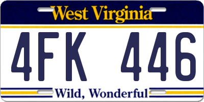 WV license plate 4FK446