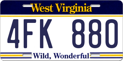 WV license plate 4FK880