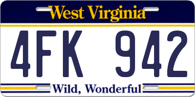 WV license plate 4FK942
