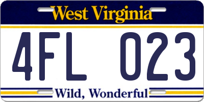 WV license plate 4FL023