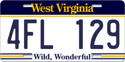 WV license plate 4FL129