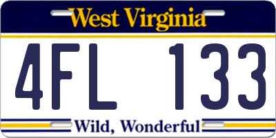 WV license plate 4FL133