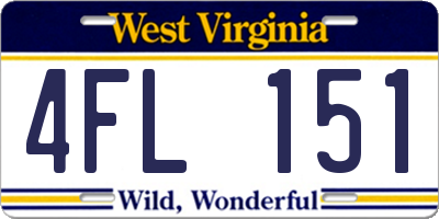 WV license plate 4FL151