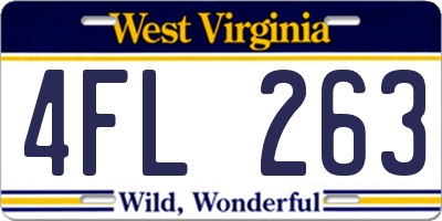 WV license plate 4FL263