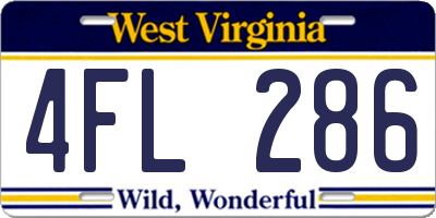 WV license plate 4FL286