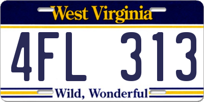 WV license plate 4FL313