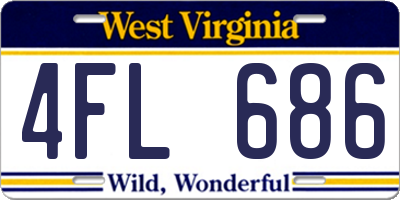 WV license plate 4FL686