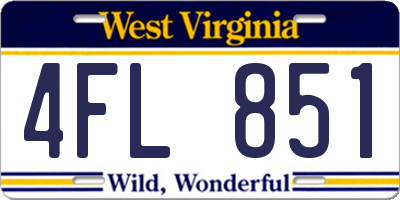 WV license plate 4FL851