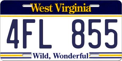 WV license plate 4FL855