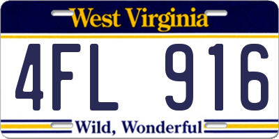 WV license plate 4FL916