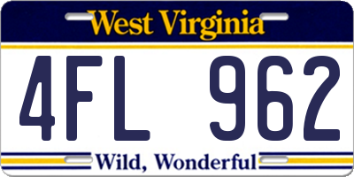 WV license plate 4FL962