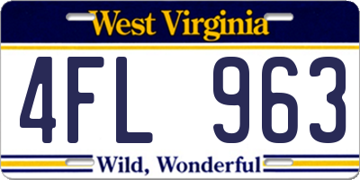WV license plate 4FL963