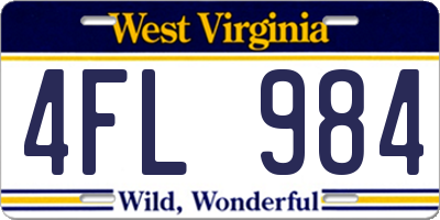 WV license plate 4FL984
