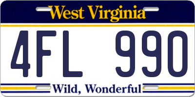 WV license plate 4FL990
