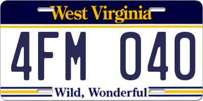 WV license plate 4FM040