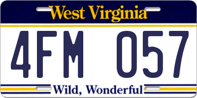 WV license plate 4FM057