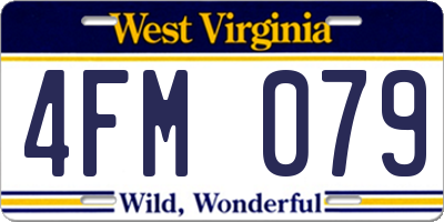 WV license plate 4FM079