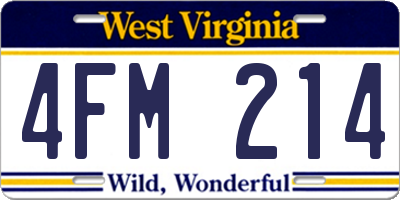 WV license plate 4FM214