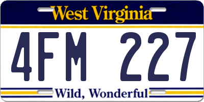 WV license plate 4FM227