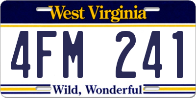 WV license plate 4FM241