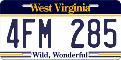 WV license plate 4FM285