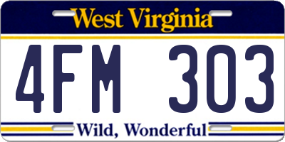WV license plate 4FM303