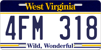 WV license plate 4FM318