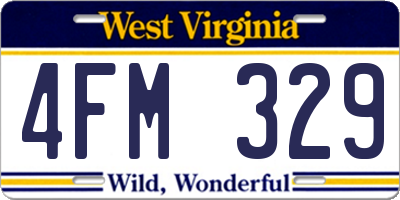WV license plate 4FM329