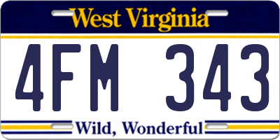 WV license plate 4FM343