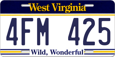 WV license plate 4FM425