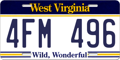 WV license plate 4FM496