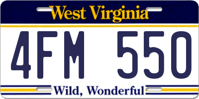 WV license plate 4FM550