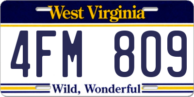 WV license plate 4FM809