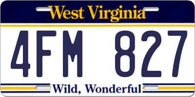 WV license plate 4FM827