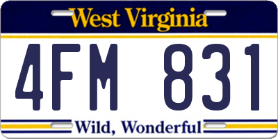 WV license plate 4FM831