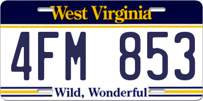 WV license plate 4FM853