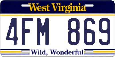 WV license plate 4FM869