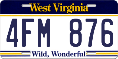 WV license plate 4FM876